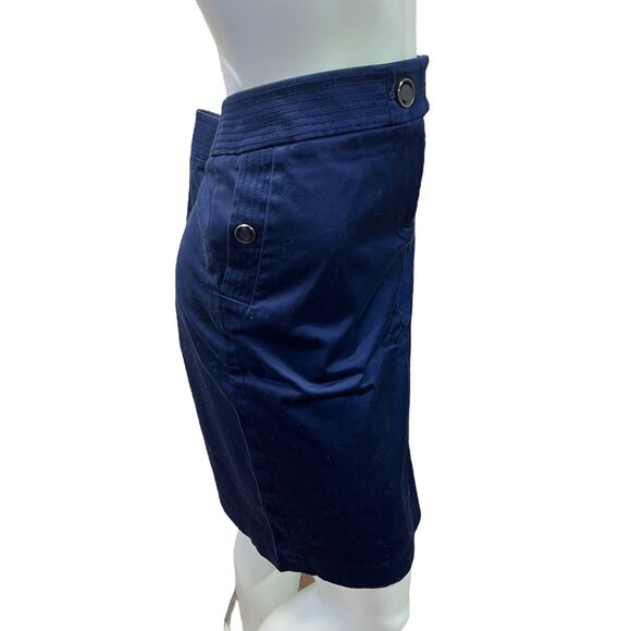 J.Crew Navy Blue Cotton Skirt with Gold & Navy Buttons - Size 12 - Picture 4 of 7